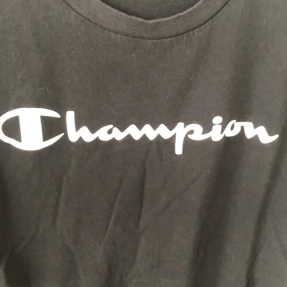 Champion 100% Cotton Men's Short Sleeve Tee Black White Letters Sz‎ M - EUC - Picture 3 of 5